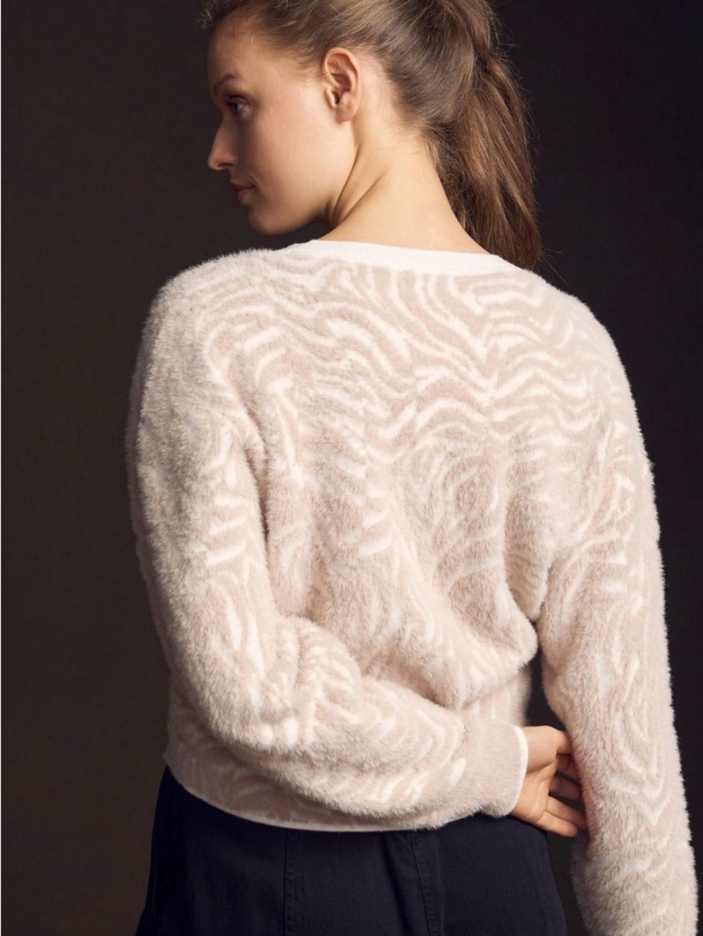 Anthropologie Pilcro Animal Eyelash Sweater Crew Neck XL Neutral Motif colorway - Picture 3 of 10